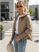 Dámská přechodná prošívaná bunda s kapucí camel Dstreet model 21995988 - FashionStreet