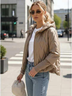 Dámská přechodná prošívaná bunda s kapucí camel Dstreet model 21995988 - FashionStreet