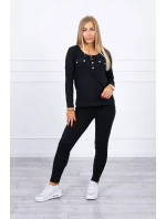 Sada s knoflíkovým výstřihem černé barvy Sada s knoflíkovým výstřihem černé barvy