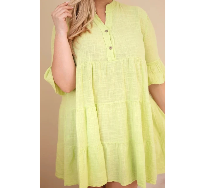 Dámske bavlnené šaty s volánikmi v nadmernej veľkosti svetlozelená