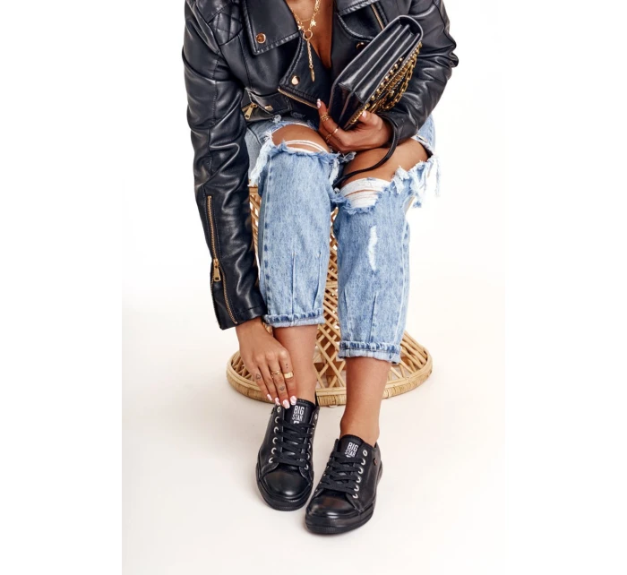 Damskie Skórzane Trampki Big Star Czarne V274871 Damskie Skórzane Trampki Big Star Czarne V274871