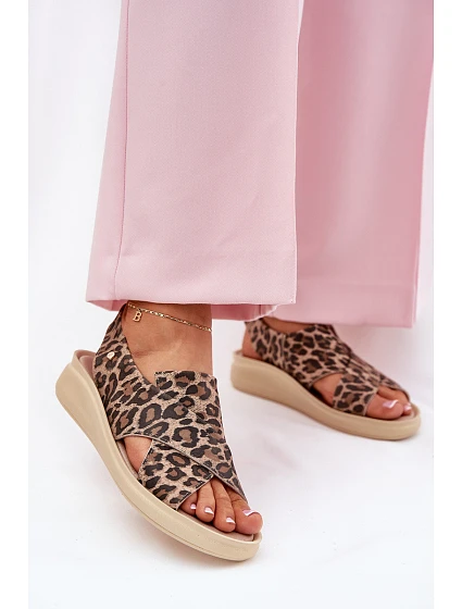 model 21694328 Kožené Sandály Dámské Leopardí Hnědé - Zazoo model 21694328 Kožené Sandály Dámské Leopardí Hnědé - Zazoo