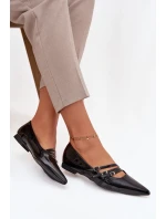 Lakované baleríny s pruhy Černé Palenna Lakované baleríny s pruhy Černé Palenna