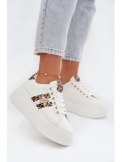 Dámské tenisky na platformě s přezkou Bílá leopardí vzor Palvessa