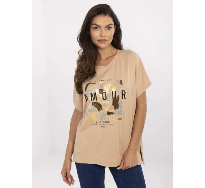 Bluzka CLM BZ model 21116959 camelowy - FPrice Bluzka CLM BZ model 21116959 camelowy - FPrice