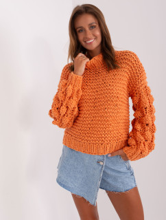 Oranžový oversize sveter s hrubým úpletom