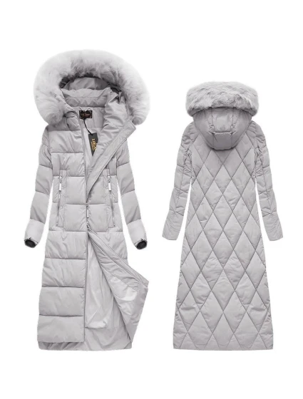Dámska dlhá zimná bunda s kapucňou (7688)