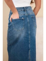 Džínsová midi sukňa s vysokým pásom M.Sara modrá Džínsová midi sukňa s vysokým pásom M.Sara modrá