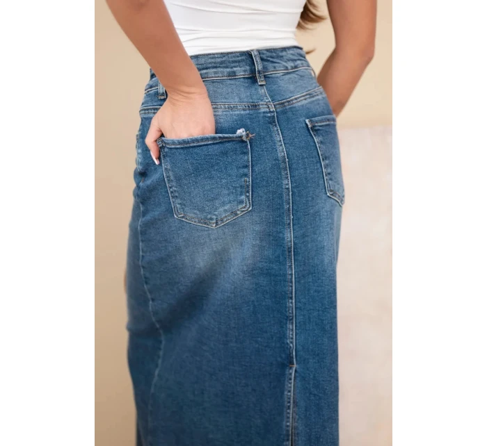 Džínsová midi sukňa s vysokým pásom M.Sara modrá Džínsová midi sukňa s vysokým pásom M.Sara modrá