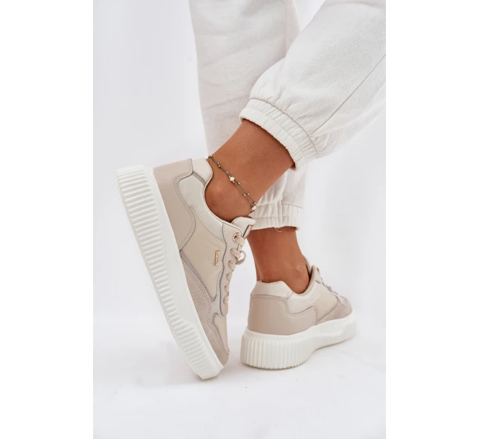 Dámské Kožené Tenisky Na Platformě Béžové model 21697059 - EVENTO