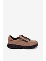 Dámské kožené polobotky model 22359867 tmavě béžové - VINCEZA Dámské kožené polobotky model 22359867 tmavě béžové - VINCEZA
