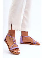 Dámske ploché sandále so zipsom Purple Jullie