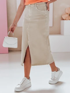 TELL ME MAXI béžová džínsová maxi sukňa FashionStreet CY0480