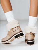 Dámské kozačky s ovčí kůží béžové Dstreet model 21994258 - FashionStreet