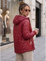 Kurtka damska przejściowa pikowana z kapturem bordowa model 22358085 - FashionStreet