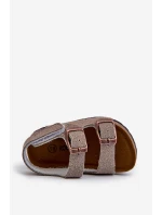 Sandałki Dziecięce Na Korkowej Platformie Zapinane Na Rzep Szare Rorria