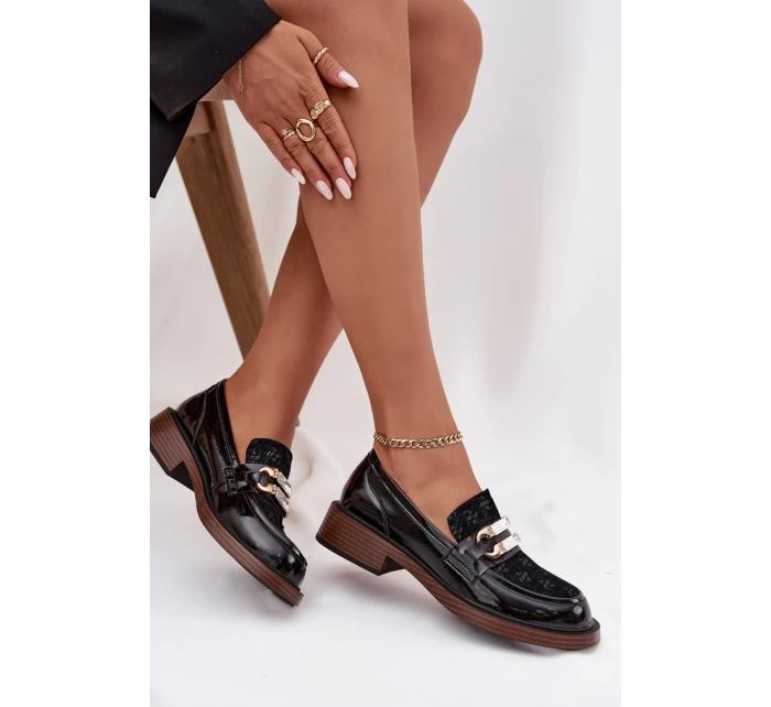 Kožené lakované dámské s detailem  Černé model 21713844 - D&A