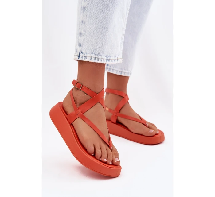 Dámské žabky na platformě oranžové Gelira