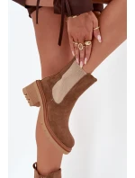 Dámske členkové topánky Zoralia na klinčeku - tmavo béžové