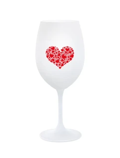 SRDCE - bílá sklenice na víno 350 ml