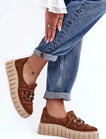 Dámske poltopánky 3398 Brown with Beige - Lewski Shoes