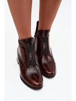 Lakované kožené členkové topánky 60560 bordovo hnedé - Zazoo