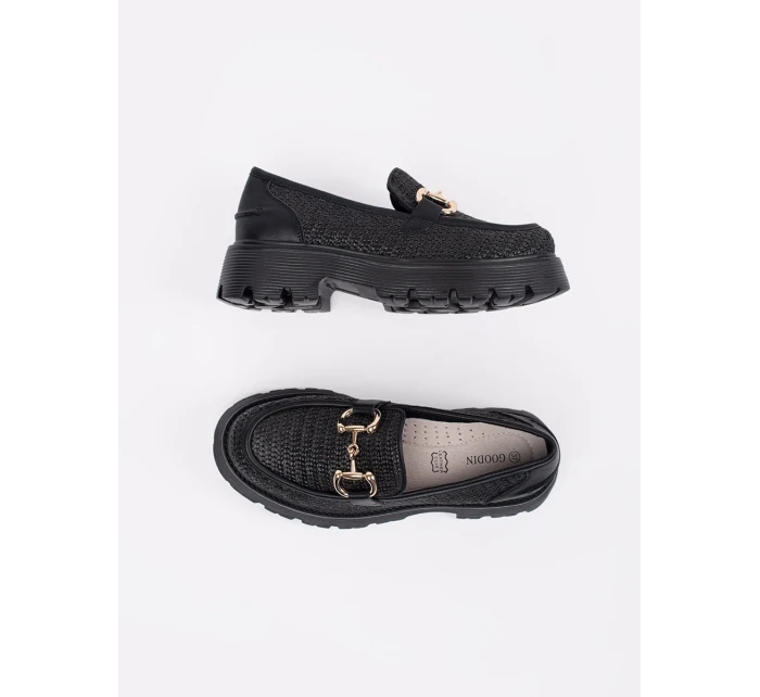 Komfortní mokasíny dámské černé platforma Komfortní mokasíny dámské černé platforma