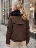 Dámska zimná bunda s odnímateľným golierom, hnedá, FashionStreet TY6071