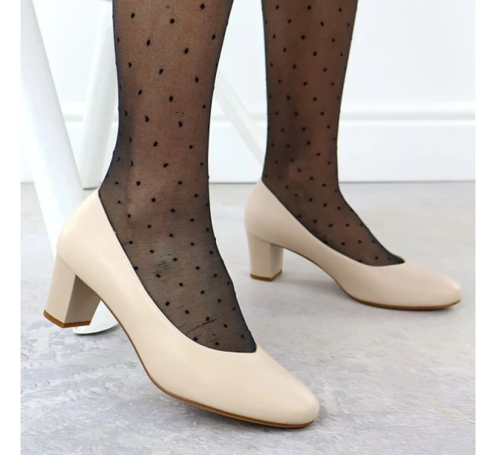 Sergio Leone W SK415B béžové lodičky na podpätku