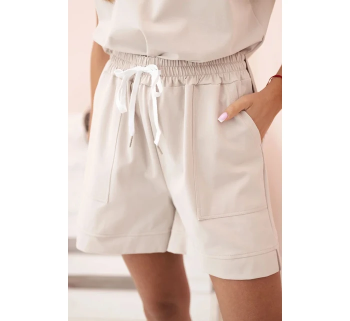 Dámský punto set s krátkými rukávy a šortkami béžový Dámský punto set s krátkými rukávy a šortkami béžový