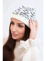Dámska zimná vlnená čiapka s nórskym vzorom K354 white+grey