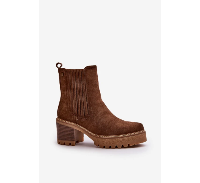 Botki Damskie Na Słupku Z Eko Zamszu Ocieplane Ciemnobrązowe Nevitas Botki Damskie Na Słupku Z Eko Zamszu Ocieplane Ciemnobrązowe Nevitas