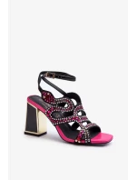 Dámske zdobené sandále na vysokom podpätku D&A Black Dámske zdobené sandále na vysokom podpätku D&A Black