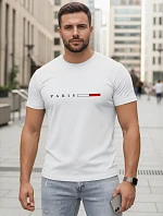 Pánske bavlnené tričko s nápisom PARIS, biele, FashionStreet NX5139R