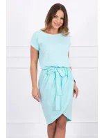 Šaty s obálkovým spodným dielom v mätovej farbe