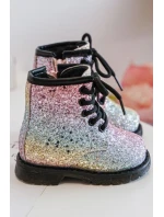Dziecięce Brokatowe Botki Ocieplane z Suwakiem Multikolor Saussa Dziecięce Brokatowe Botki Ocieplane z Suwakiem Multikolor Saussa