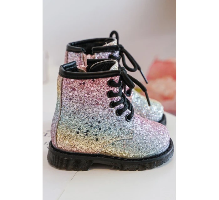 Dziecięce Brokatowe Botki Ocieplane z Suwakiem Multikolor Saussa Dziecięce Brokatowe Botki Ocieplane z Suwakiem Multikolor Saussa