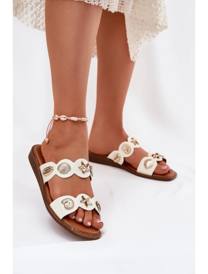 Dámské Pantofle Se Zlatými Bílé model 21699117 - Boto