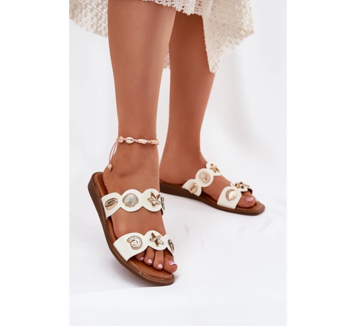 Dámské Pantofle Se Zlatými Bílé model 21699117 - Boto