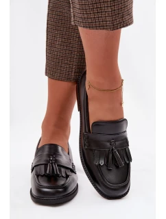 Dámské mokasíny z eko kůže s třásněmi Černé Galera