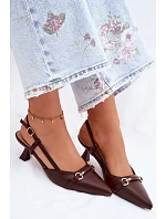 Dámské sandály na podpatku se špičatými špičkami Hnědé Felessa