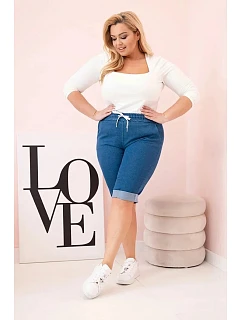 Dámské bavlněné šortky Plus Size tmavě modré - Kesi