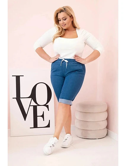 Dámské bavlněné šortky Plus Size tmavě modré - Kesi