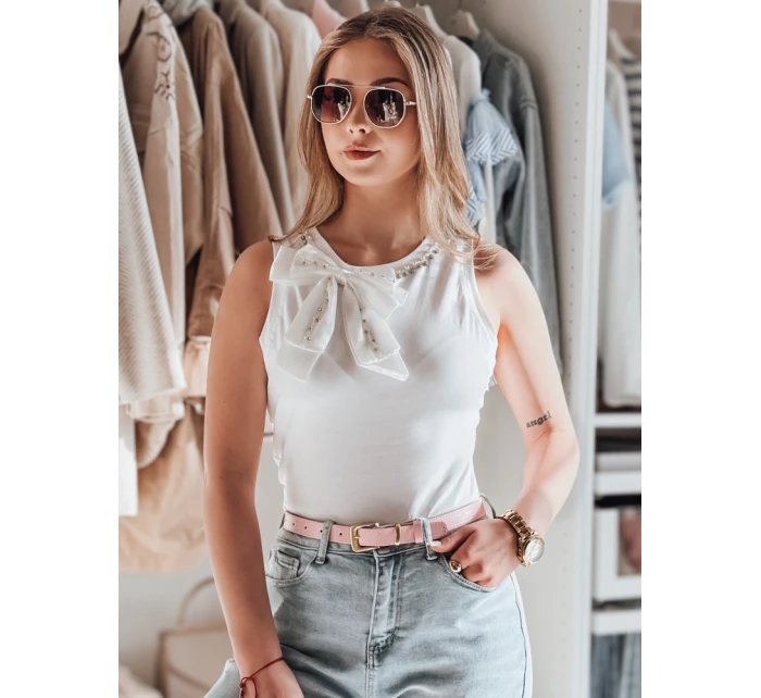 Dámské tričko bez ramínek s mašlí bílé Dstreet model 21984229 - FashionStreet