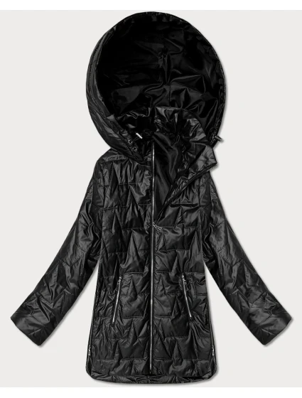 Cienka kurtka z kapturem plus size Goodlookin czarna (B8576-1)