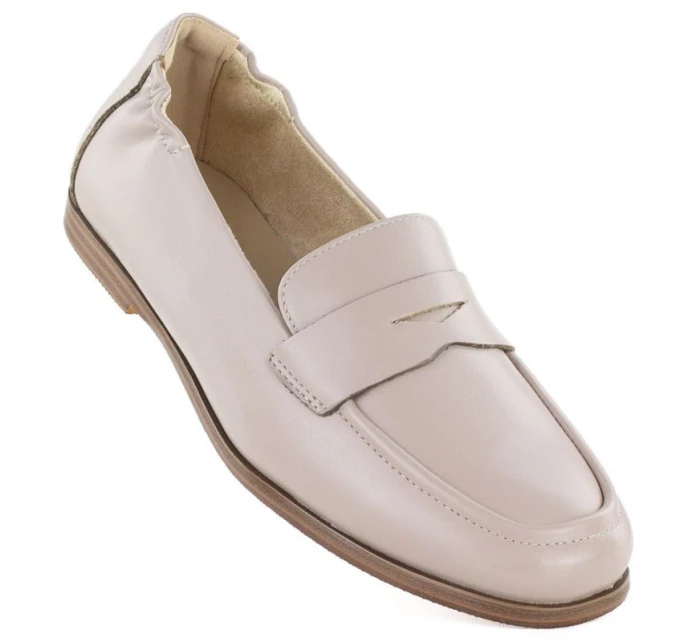 Dámské kožené mokasíny béžové model 22015087 - VINCEZA