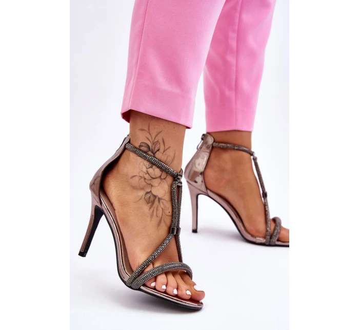 Elegantní Sandály Na Vysokém Podpatku Se stříbrne model 21609922 - S.Barski