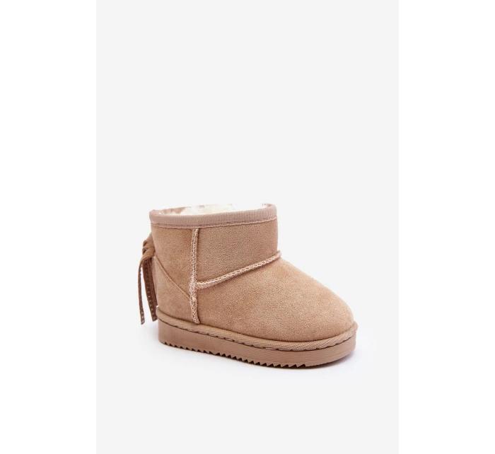 Dziecięce Ocieplane Botki Śniegowce Z Frędzlami Beżowe Mikyla