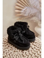 Śniegowce Botki Dziecięce Ocieplane Futerkiem Czarne Adelane Śniegowce Botki Dziecięce Ocieplane Futerkiem Czarne Adelane