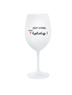 JSEM HYDRA. RÁDA HYDRATUJI! - bílá  sklenice na víno 350 ml